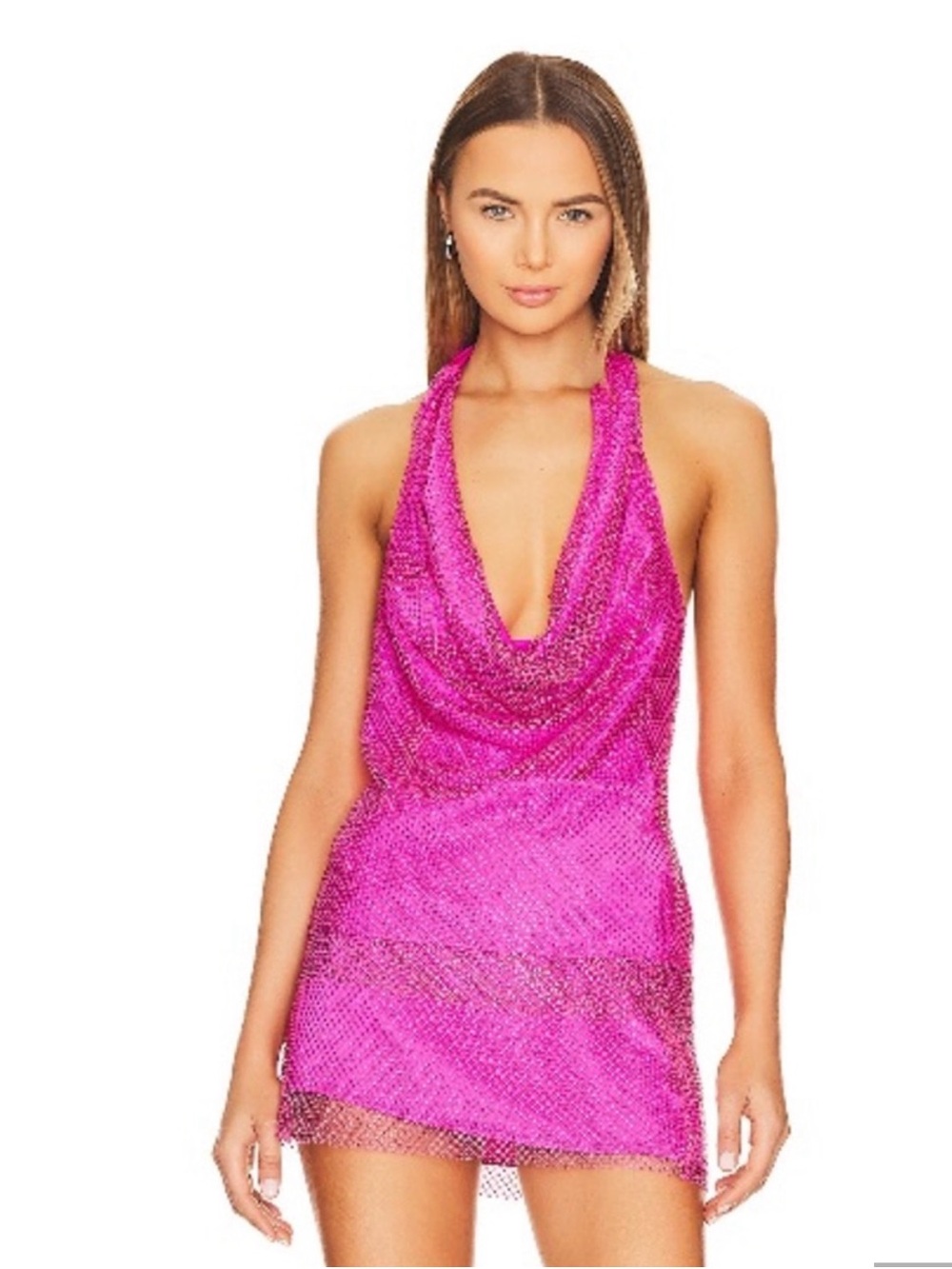 NWOT Amanda Uprichard Hot Pink Halter Top & Mini Skirt Set